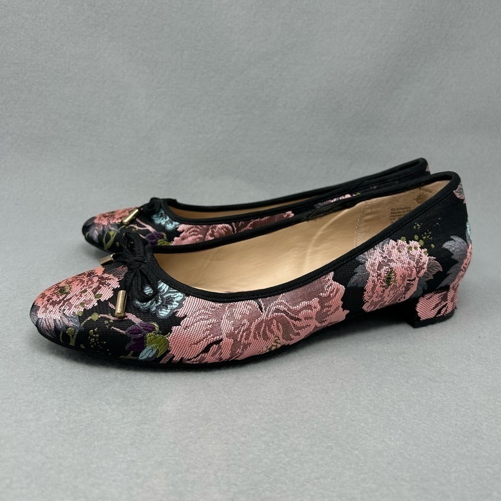 Kelly & Katie Elerana Women's Black Pink Designer Floral Slip On Loafers Sz 9